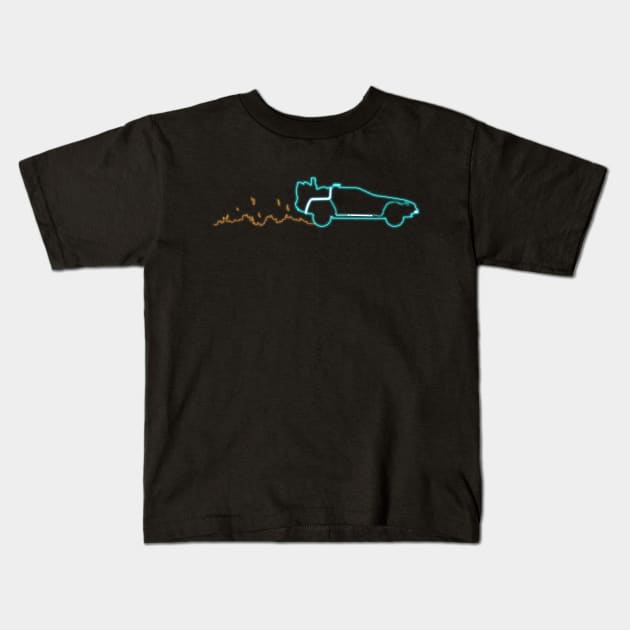 Neon DeLorean Kids T-Shirt by WinterWolfDesign